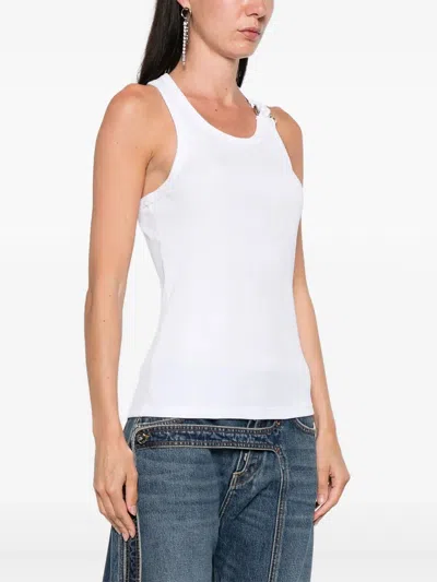 Jean Paul Gaultier Ribbed Texture Scoop Neck Sleeveless Top In Blue