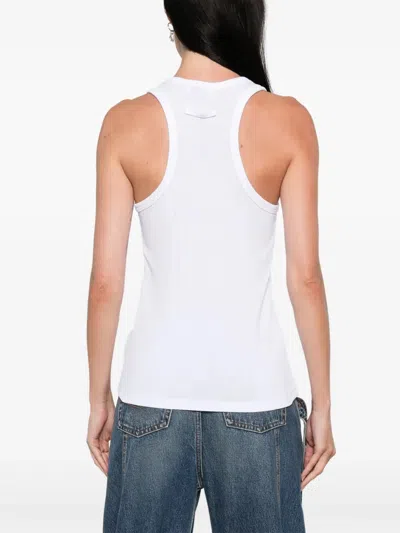 Jean Paul Gaultier Ribbed Texture Scoop Neck Sleeveless Top In Blue