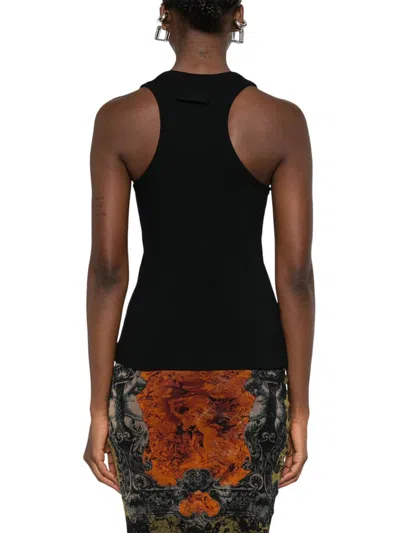 Jean Paul Gaultier Tank Top With Gold-tone Hardware And Ribbed Texture In Black