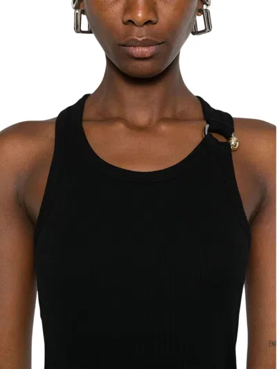 Jean Paul Gaultier Tank Top With Gold-tone Hardware And Ribbed Texture In Black