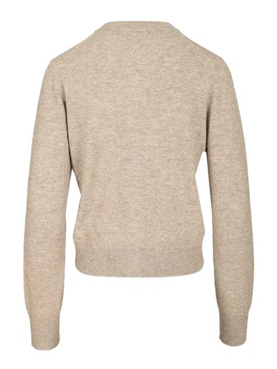 Acne Studios Crew Neck Wool Cardigan Knitwear Grey In Brown