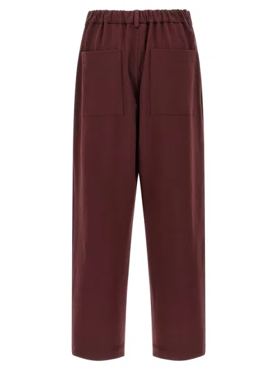 Brunello Cucinelli Cropped Trousers With Elastic Waistband And Pockets In Brown