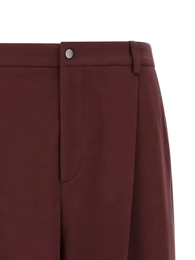 Brunello Cucinelli Cropped Trousers With Elastic Waistband And Pockets In Brown