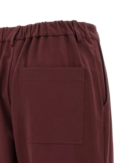 Brunello Cucinelli Cropped Trousers With Elastic Waistband And Pockets In Brown