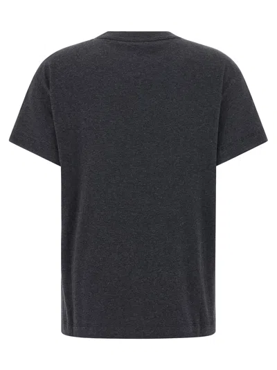 Brunello Cucinelli Dazzling Chalk Stripe Embroidery T-shirt In Gray