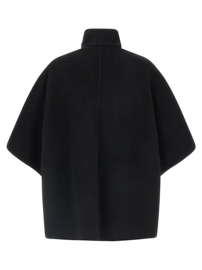 Max Mara Button Detail Cape With High Collar In Black