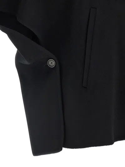 Max Mara Button Detail Cape With High Collar In Black