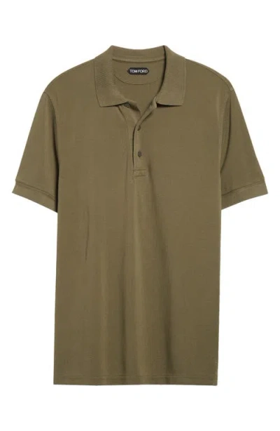 Tom Ford Classic Pique Polo With Tailored Fit In Green