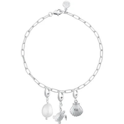Lily Charmed Women's Sterling Silver Ocean Oval Link Charm Bracelet