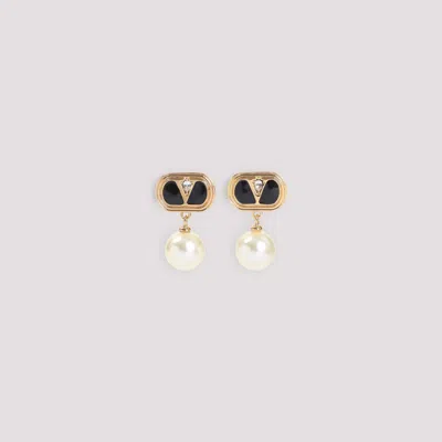 Valentino Garavani Oval Earrings With Swarovski Pearl In Gold