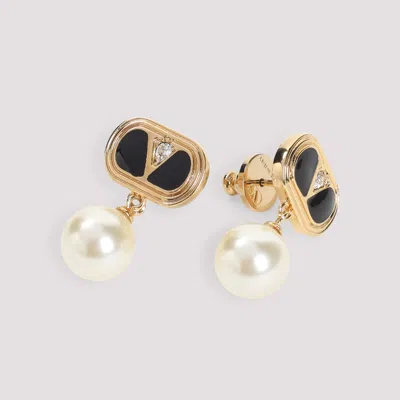 Valentino Garavani Oval Earrings With Swarovski Pearl In Gold