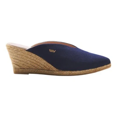 Viscata Truja Limited Edition Canvas Espadrille Mule Wedges In Blue