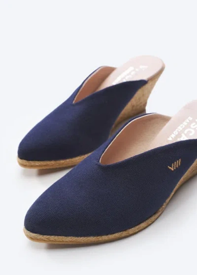Viscata Truja Limited Edition Canvas Espadrille Mule Wedges In Blue