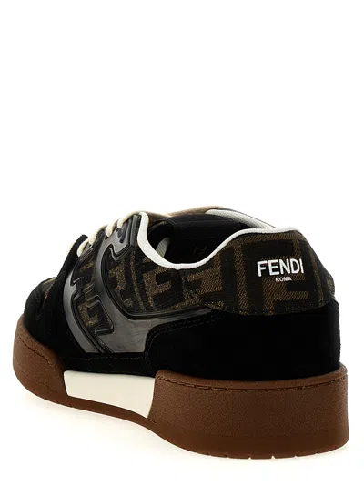 Fendi Match Suede Sneakers With Jacquard Ff Fabric Inserts