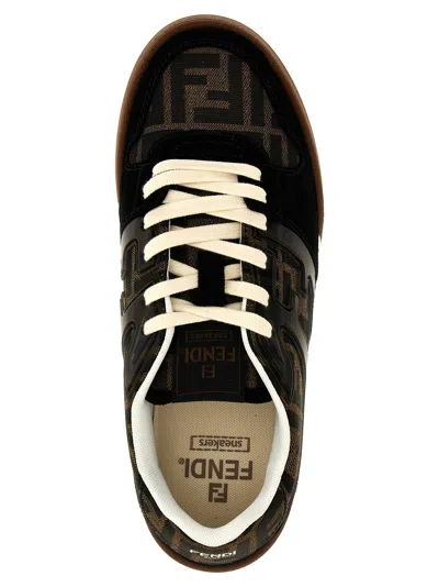 Fendi Match Suede Sneakers With Jacquard Ff Fabric Inserts