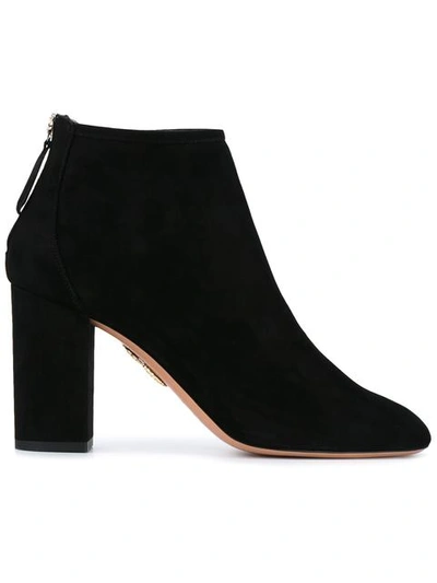 Shop Aquazzura Black Downtown 90 Suede Ankle Boots