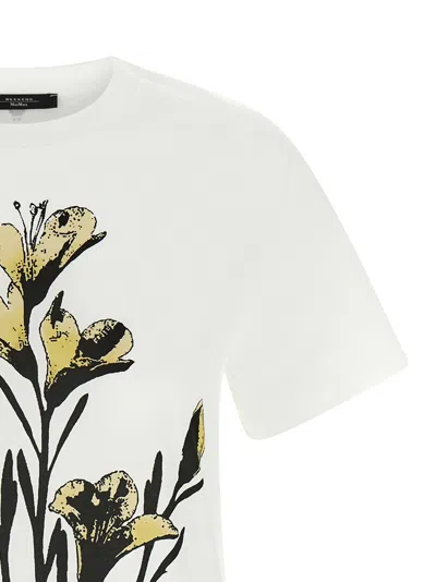 Weekend Max Mara Crew Neck Floral Print Short Sleeves Top In White