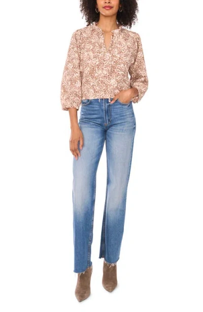 Vince Camuto Plus Size Peasant Split Neck Blouse In Gold