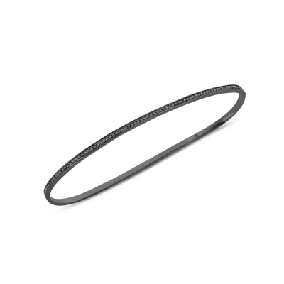 Sally Skoufis Women's Naked Palm Cuff With Man Made Black Diamonds In Black Rhodium