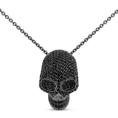 Sally Skoufis Women's Life Necklace With Man Made Black Diamonds In Black Rhodium