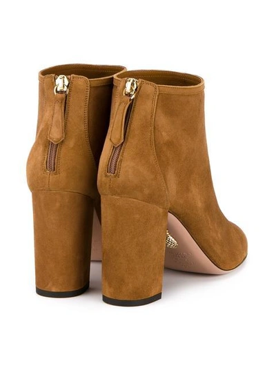 Shop Aquazzura Brown Suede Downtown 90 Ankle Boots