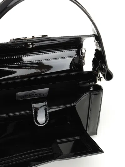 Vivienne Westwood Orb-embellished Patent Leather Shoulder Bag In Black