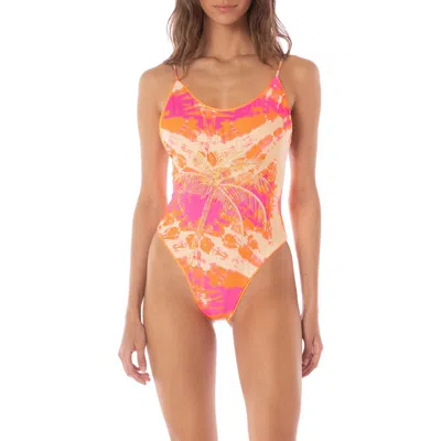 Maaji Flamingo Swirl Luster Reversible One-piece Swimsuit In Multi
