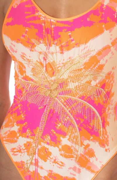 Maaji Flamingo Swirl Luster Reversible One-piece Swimsuit In Multi