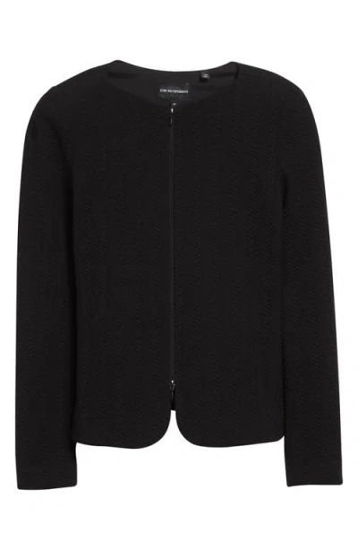 Emporio Armani Cotton Blend Blazer Jacket In Black