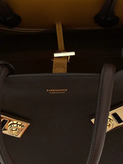 Ferragamo Brown Hug Bicolor Satchel In Brown