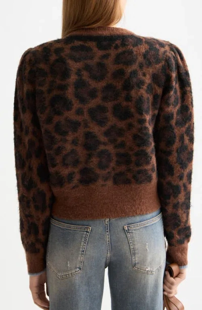 Scotch & Soda Fuzzy Jacquard Cardigan In Animal Print