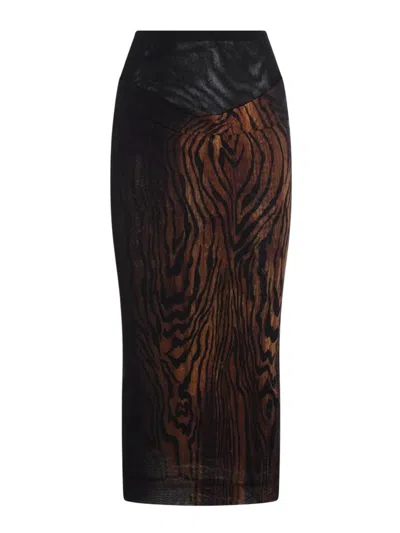 Jean Paul Gaultier Animal Print High Waist Sheer Overlay Skirt In Black