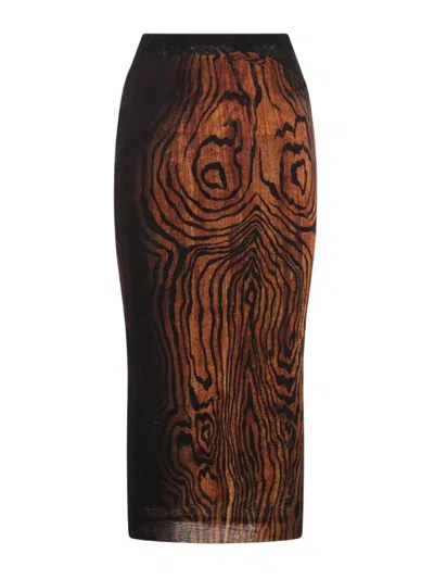 Jean Paul Gaultier Animal Print High Waist Sheer Overlay Skirt In Black