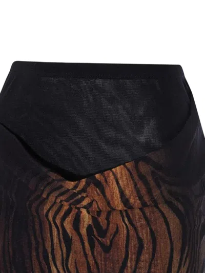 Jean Paul Gaultier Animal Print High Waist Sheer Overlay Skirt In Black
