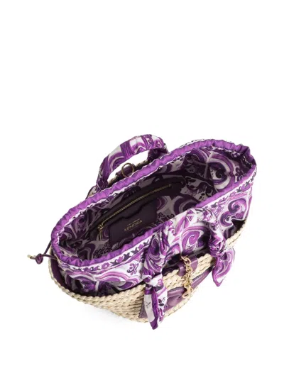 Dolce & Gabbana Kendra Purple Leather Blend Bag In Brown