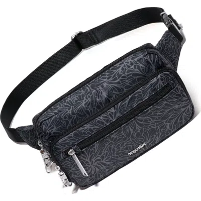 Baggallini Securtex Anti Theft Sling Belt Bag In Midnight Blossom Print