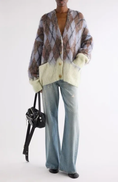 Acne Studios 2021f Trafalgar Paint Splatter Flare Jeans In Blue