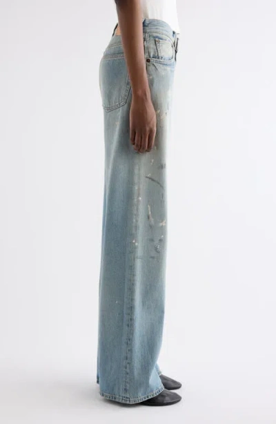 Acne Studios 2021f Trafalgar Paint Splatter Flare Jeans In Blue