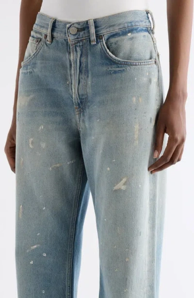 Acne Studios 2021f Trafalgar Paint Splatter Flare Jeans In Blue