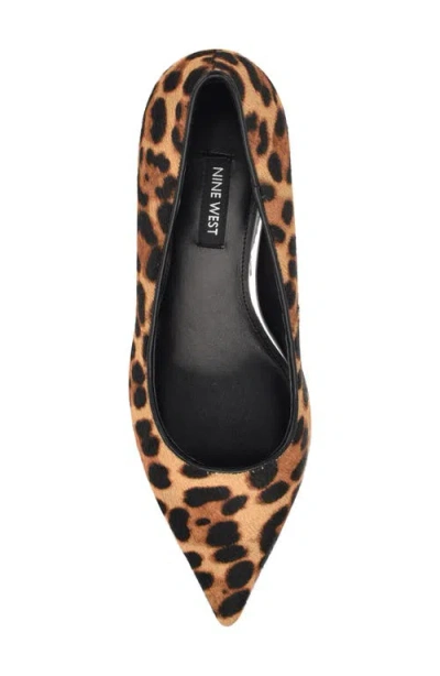 Nine West Arlene Pump Womens Brown Leopard Suede Slip On Kitten Heel Ver446 In Brown