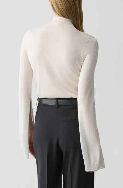 Theory Slit Sleeve Turtleneck Sweater In Wool-viscose In White