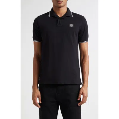 Stone Island Short Sleeve Slim Polo In Blue