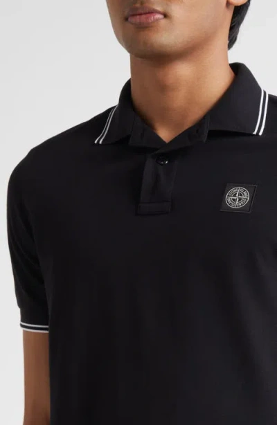 Stone Island Short Sleeve Slim Polo In Blue