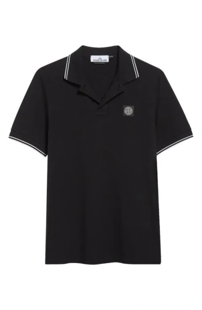 Stone Island Short Sleeve Slim Polo In Blue