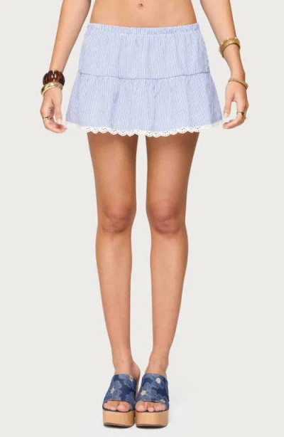 Edikted Dora Eyelet Flared Mini Skirt In Blue
