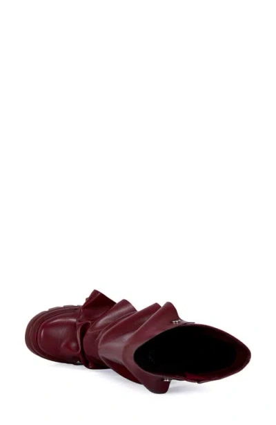 Azalea Wang Sybel Platform Lug Sole Boot In Burgundy