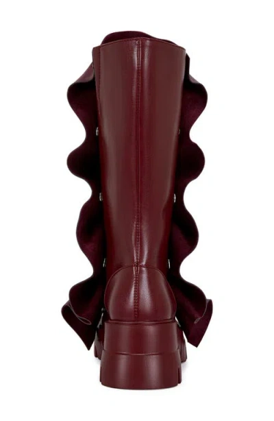 Azalea Wang Sybel Platform Lug Sole Boot In Burgundy