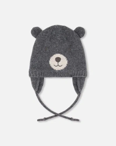 Deux Par Deux Lined Knit Hat With Ears In Gray