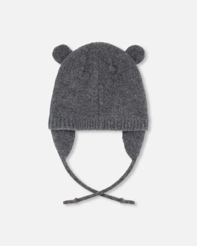 Deux Par Deux Lined Knit Hat With Ears In Gray