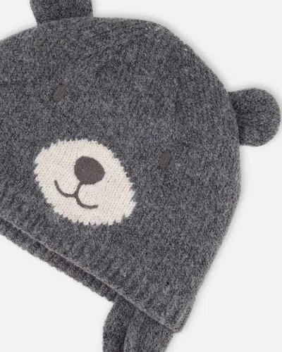 Deux Par Deux Lined Knit Hat With Ears In Gray
